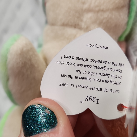 🕸Vintage Ty Beanie Baby Original "Iggy" The Iguana 1997 P.V.C Pellets - Picture 10 of 12